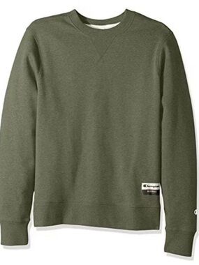 Champion Men's M Olive Green Crewneck Sweatshirt Long Sleeve Travel comfy School